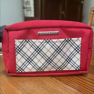 Burberry Small Red Nova Check Zippered Pouch